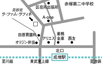 板橋区成増/美容室ラ・ファム・ラフィネの地図